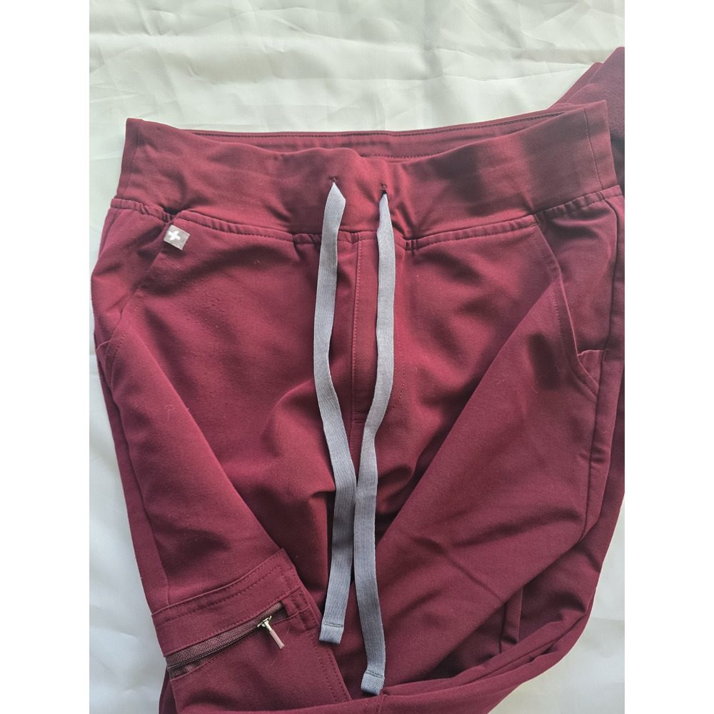 FIGS Technical Collection Scrub Pants Burgundy Unisex Polyester Rayon Spandex S - Picture 2 of 6
